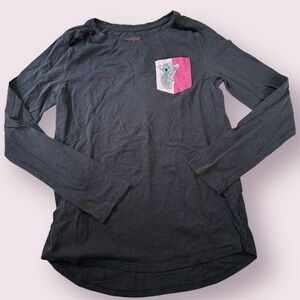 5x$25 Cat & Jack Dark Gray Long Sleeve Tee with Koala Pocket, 14-16